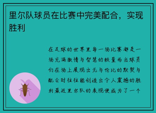 里尔队球员在比赛中完美配合，实现胜利